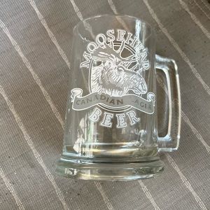 Moosehead Canadian Lager Beer Stein Glass Mug With White Frosted Logo 14 Oz EUC
